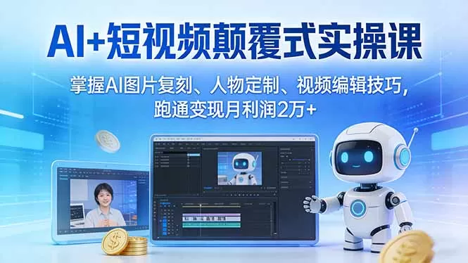 AI+短视频颠覆式实操课：掌握AI图片复刻、人物定制、视频编辑技巧，跑通变现月利润2万+网创资源-中创网-冒泡网-福缘网长青创习社