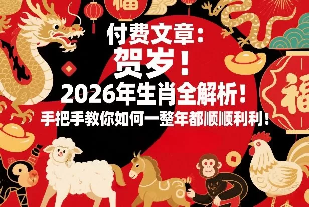 付费文章：贺岁！2026年生肖全解析！手把手教你如何一整年都顺顺利利！网创资源-中创网-冒泡网-福缘网长青创习社