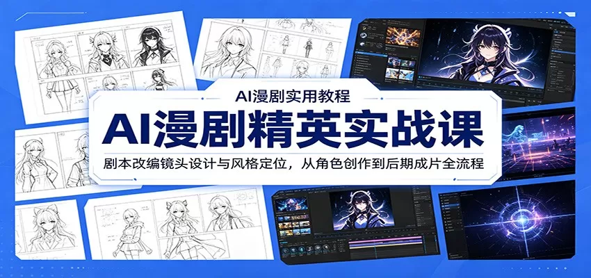 AI漫剧精英实战课：剧本改编镜头设计与风格定位，从角色创作到后期成片全流程网创资源-中创网-冒泡网-福缘网长青创习社