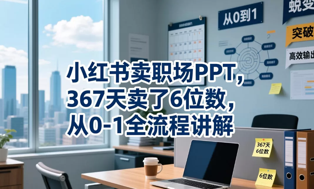 小红书卖职场PPT,367天卖了6位数,从0-1全流程讲解网创资源-中创网-冒泡网-福缘网长青创习社