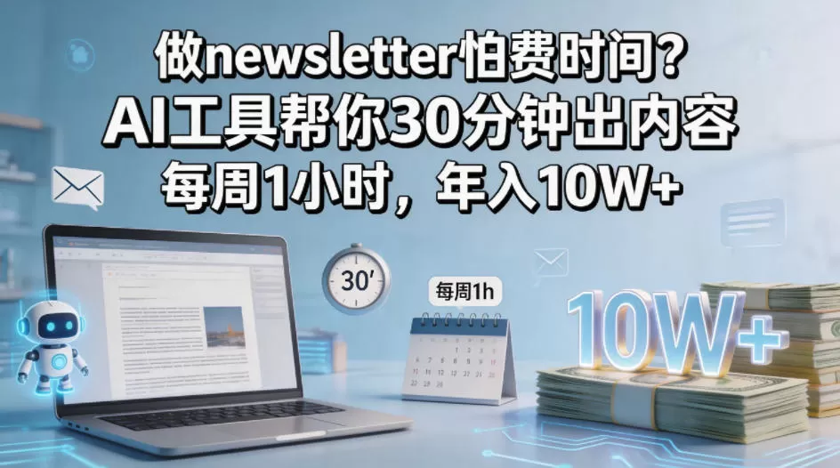 做newsletter怕费时间？AI工具帮你30分钟出内容，每周1小时，年入10W+！【原创双语字幕】网创资源-中创网-冒泡网-福缘网长青创习社