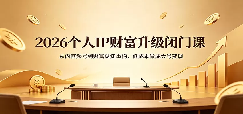 2026个人IP财富升级闭门课：从内容起号到财富认知重构，低成本做成大号变现网创资源-中创网-冒泡网-福缘网长青创习社