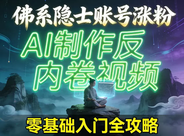 佛系隐士账号涨粉,AI制作反内卷视频,零基础入门全攻略网创资源-中创网-冒泡网-福缘网长青创习社