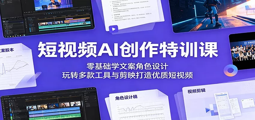 短视频AI创作特训课:零基础学文案角色设计,玩转多款工具与剪映打造优质短视频网创资源-中创网-冒泡网-福缘网长青创习社