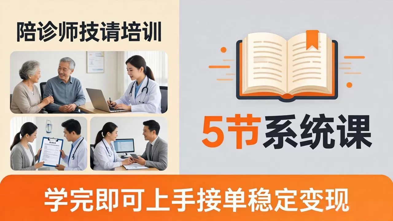 想做陪诊师不知从何下手？5节系统课教你掌握核心技能，学完即可上手接单稳定变现网创资源-中创网-冒泡网-福缘网长青创习社