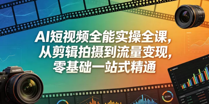 AI短视频全能实操全课,从剪辑拍摄到流量变现,零基础一站式精通网创资源-中创网-冒泡网-福缘网长青创习社