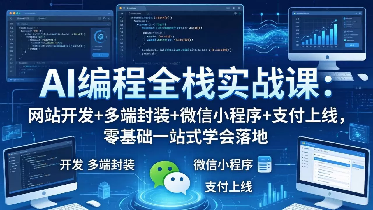 AI编程全栈实战课：网站开发+多端封装+微信小程序+支付上线，零基础一站式学会落地网创资源-中创网-冒泡网-福缘网长青创习社