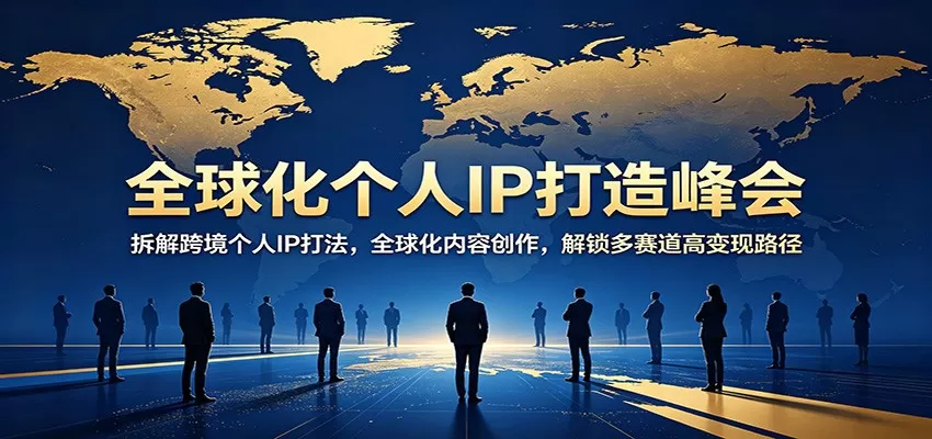 全球化个人IP打造峰会：拆解跨境个人IP打法，全球化内容创作，解锁多赛道高变现路径网创资源-中创网-冒泡网-福缘网长青创习社