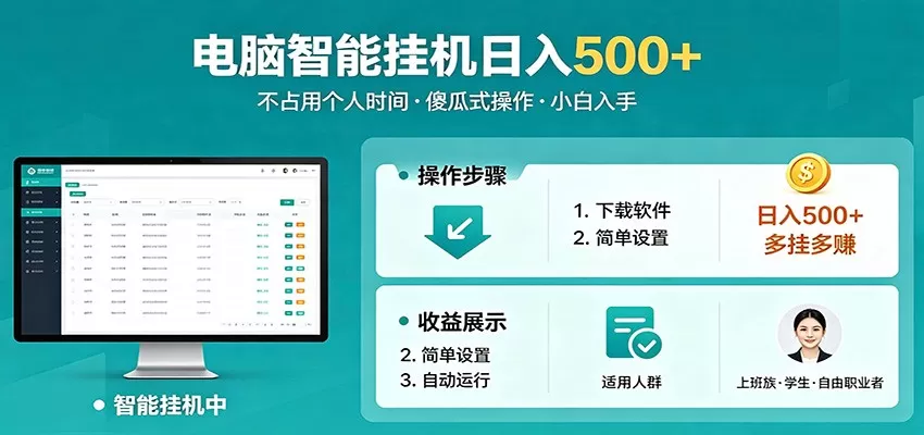 全自动电脑挂机，支持多挂多赚，上班族学生党都能做，小白也能日入500+副业网创资源-中创网-冒泡网-福缘网长青创习社