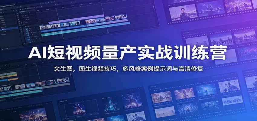 AI短视频量产实战训练营：文生图，图生视频技巧，多风格案例提示词与高清修复网创资源-中创网-冒泡网-福缘网长青创习社