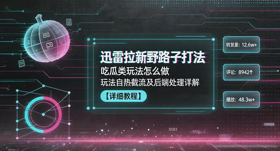 迅雷拉新野路子打法,吃瓜类玩法怎么做,玩法自热截流及后端处理详解网创资源-中创网-冒泡网-福缘网长青创习社