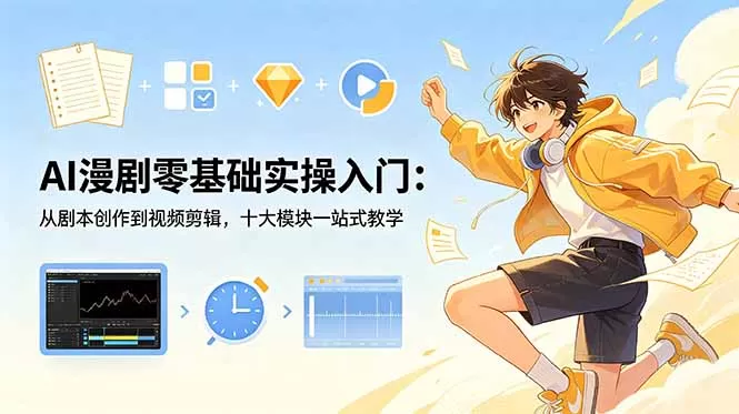 AI漫剧零基础实操入门:从剧本创作到视频剪辑,十大模块一站式教学网创资源-中创网-冒泡网-福缘网长青创习社