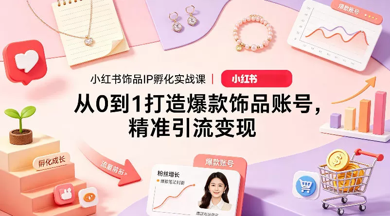 小红书饰品IP孵化实战课｜从0到1打造爆款饰品账号，精准引流变现网创资源-中创网-冒泡网-福缘网长青创习社