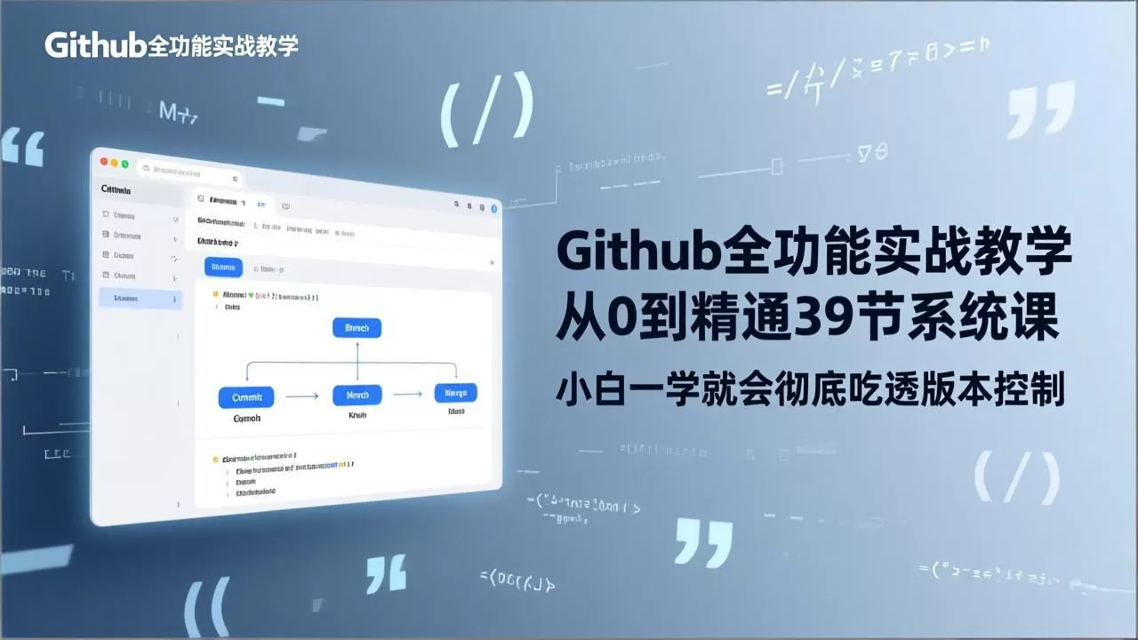 GitHub-全功能实战教学，从0到精通39节系统课，小白一学就会彻底吃透版本控制网创资源-中创网-冒泡网-福缘网长青创习社