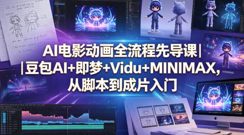 AI电影动画全流程先导课｜豆包AI+即梦+Vidu+MINIMAX，从脚本到成片入门网创资源-中创网-冒泡网-福缘网长青创习社