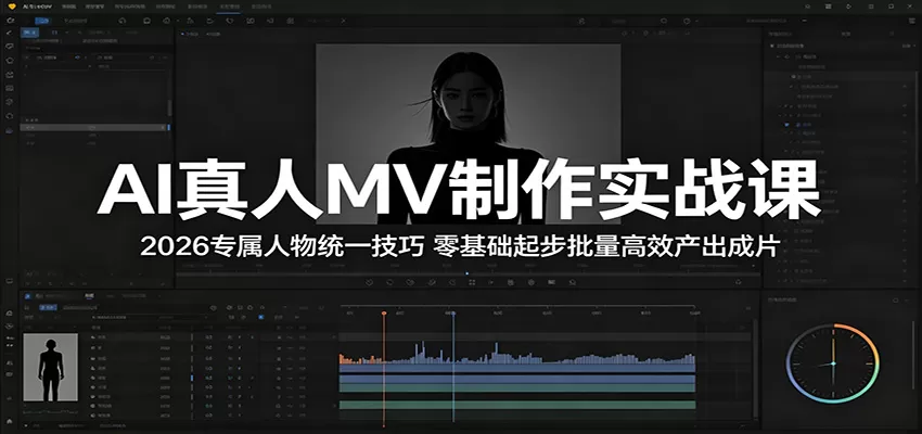 AI真人MV制作实战课：2026专属人物统一技巧，零基础起步批量高效产出成片网创资源-中创网-冒泡网-福缘网长青创习社