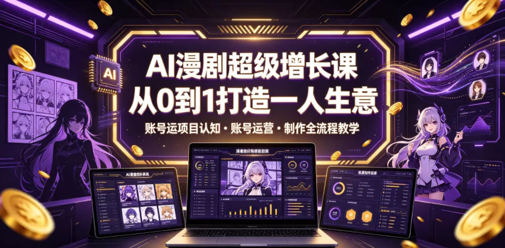 AI漫剧超级增长课，从0到1打造一人生意，项目认知・账号运营・制作全流程教学网创资源-中创网-冒泡网-福缘网长青创习社