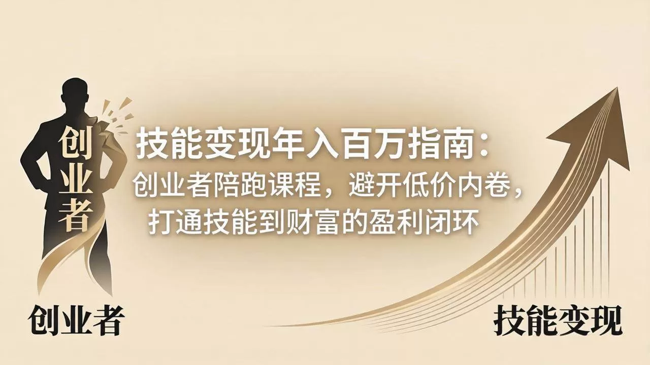 (18139期)技能变现年入百万指南:创业者陪跑课程,避开低价内卷,打通技能到财富的盈利闭环网创资源-中创网-冒泡网-福缘网长青创习社