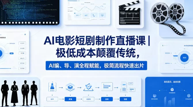 AI电影短剧制作直播课｜极低成本颠覆传统，AI编、导、演全程赋能，极简流程快速出片网创资源-中创网-冒泡网-福缘网长青创习社