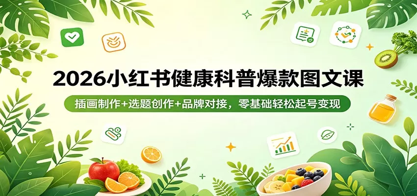 2026小红书健康科普爆款图文课：插画制作+选题创作+品牌对接，零基础轻松起号变现网创资源-中创网-冒泡网-福缘网长青创习社