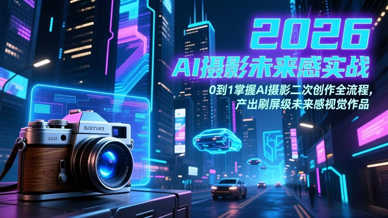 2026 AI摄影未来感实战：0到1掌握AI摄影二次创作全流程，产出刷屏级未来感视觉作品网创资源-中创网-冒泡网-福缘网长青创习社