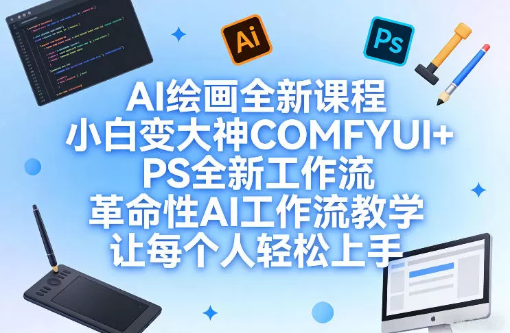 AI绘画全新课程，小白变大神COMFYUI+PS全新工作流，革命性AI工作流教学，让每个人轻松上手网创资源-中创网-冒泡网-福缘网长青创习社