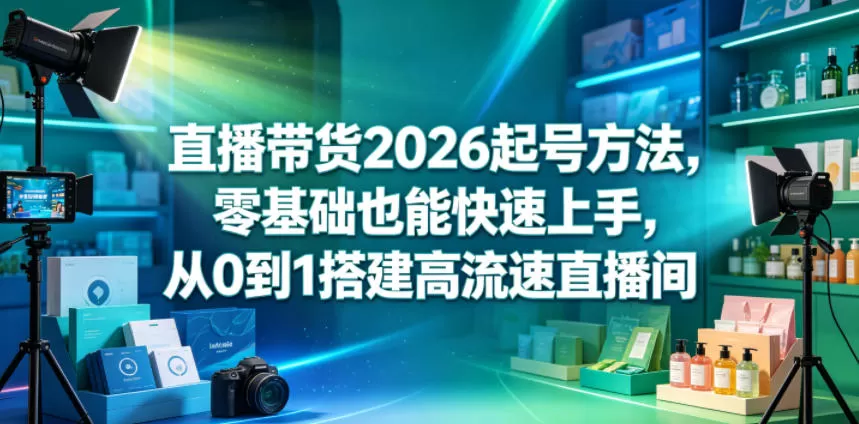 直播带货2026起号方法，零基础也能快速上手，从0到1搭建高流速直播间网创资源-中创网-冒泡网-福缘网长青创习社