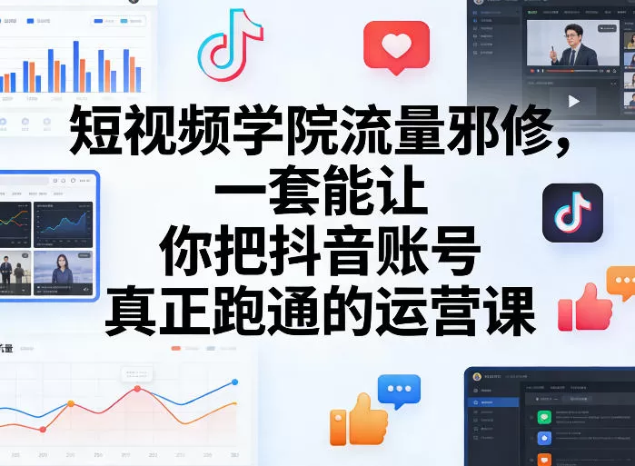 短视频学院流量邪修，一套能让你把抖音账号真正跑通的运营课网创资源-中创网-冒泡网-福缘网长青创习社
