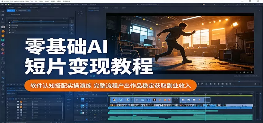 零基础AI短片变现教程:软件认知搭配实操演练,完整流程产出作品稳定获取副业收入网创资源-中创网-冒泡网-福缘网长青创习社