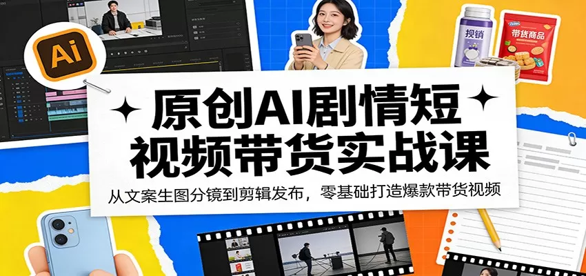 原创AI剧情短视频带货实战课：从文案生图分镜到剪辑发布，零基础打造爆款带货视频网创资源-中创网-冒泡网-福缘网长青创习社