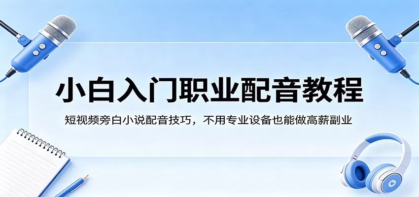 小白入门职业配音教程，短视频旁白小说配音技巧，不用专业设备也能做高薪副业网创资源-中创网-冒泡网-福缘网长青创习社