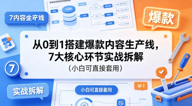 从0到1搭建爆款内容生产线，7大核心环节实战拆解(小白可直接套用)网创资源-中创网-冒泡网-福缘网长青创习社