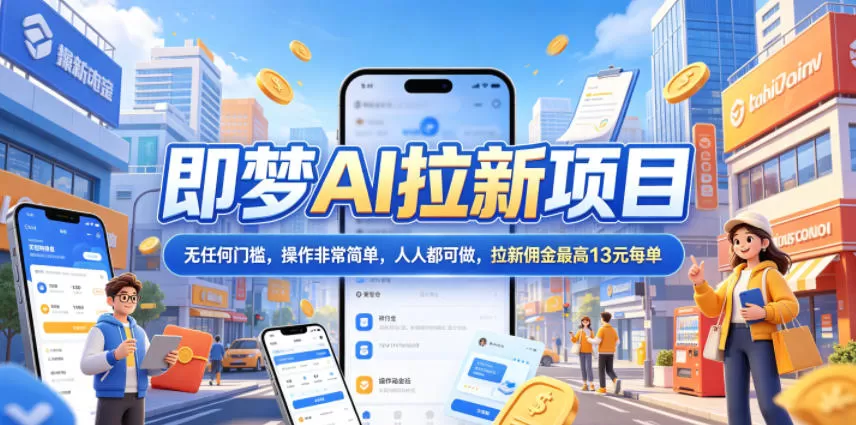 2026年即梦AI拉新项目最新玩法,无任何门槛,操作非常简单,人人都可做,拉新佣金最高13元每单网创资源-中创网-冒泡网-福缘网长青创习社