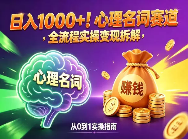 心理名词赛道,新手小白也能做,全流程项目拆解,单日变现1k+网创资源-中创网-冒泡网-福缘网长青创习社