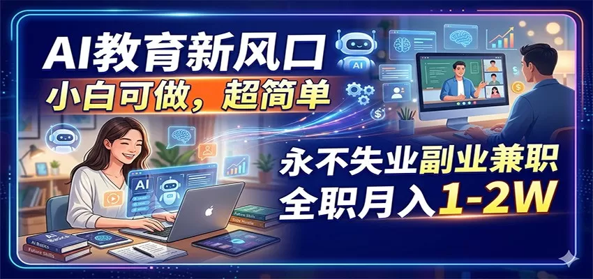 AI教育新风口，小白可做，超简单，永不失业副业兼职 全职月入1-2W网创资源-中创网-冒泡网-福缘网长青创习社