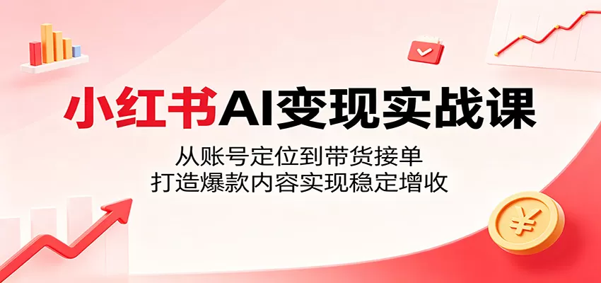 小红书AI变现实战课:从账号定位到带货接单,打造爆款内容实现稳定增收网创资源-中创网-冒泡网-福缘网长青创习社