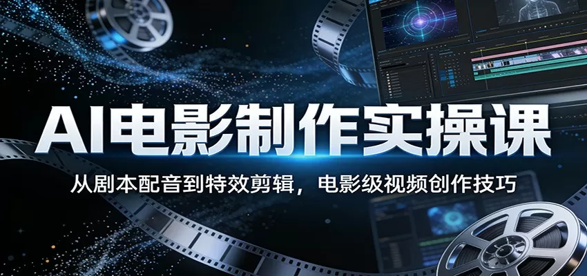 AI电影制作实操课：从剧本配音到特效剪辑，电影级视频创作技巧网创资源-中创网-冒泡网-福缘网长青创习社