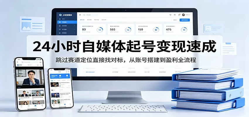 24小时自媒体起号变现速成，跳过赛道定位直接找对标，从账号搭建到盈利全流程网创资源-中创网-冒泡网-福缘网长青创习社