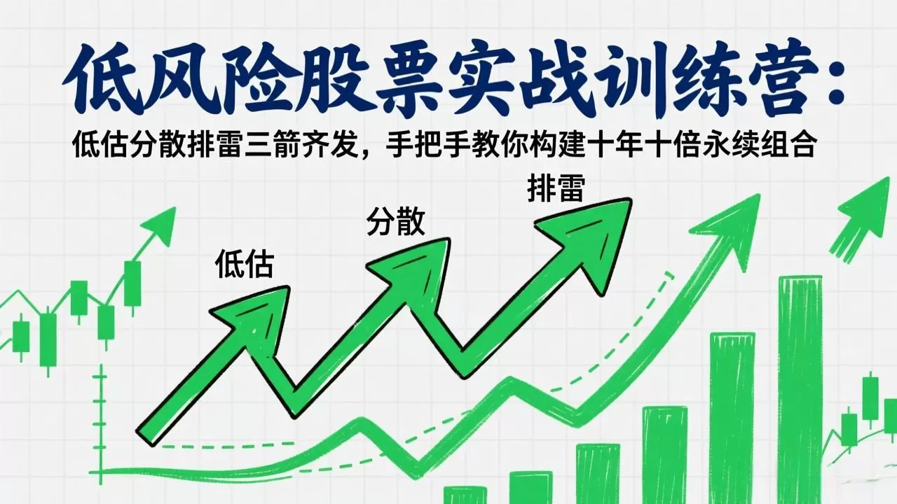 低风险股票实战训练营:低估分散排雷三箭齐发,手把手教你构建十年十倍永续组合网创资源-中创网-冒泡网-福缘网长青创习社