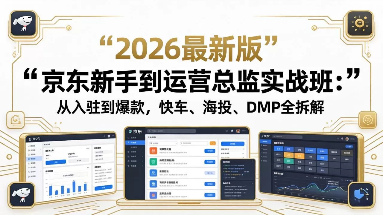 京东新手到运营总监实战班：从入驻到爆款，快车、海投、DMP全拆解，2026最新版网创资源-中创网-冒泡网-福缘网长青创习社