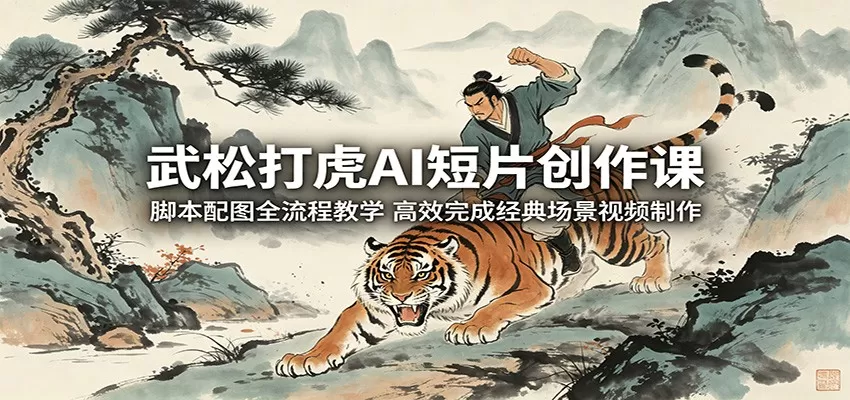 武松打虎AI短片创作课:脚本配图全流程教学,高效完成经典场景视频制作网创资源-中创网-冒泡网-福缘网长青创习社
