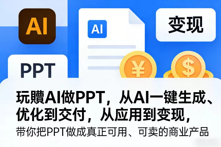 玩賺AI做PPT，从AI一键生成、优化到交付，从应用到变现，带你把PPT做成真正可用、可卖的商业产品(更新0421)网创资源-中创网-冒泡网-福缘网长青创习社