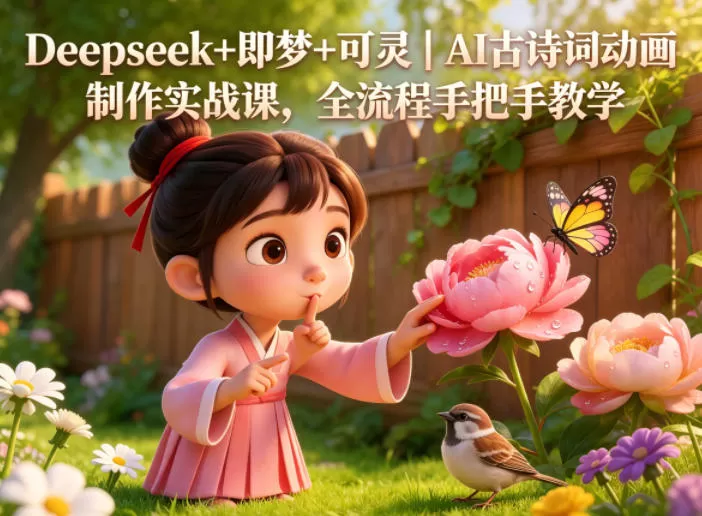 Deepseek+即梦+可灵|AI古诗词动画制作实战课,全流程手把手教学网创资源-中创网-冒泡网-福缘网长青创习社