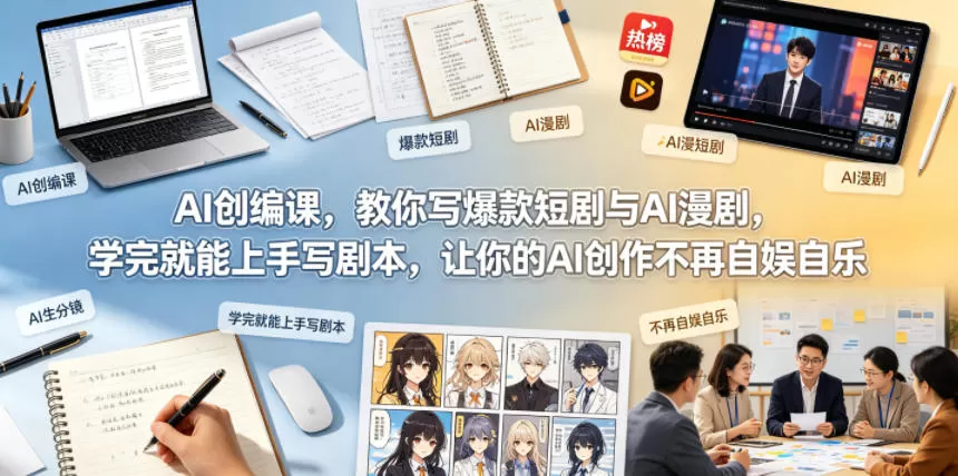 AI创编课，教你写爆款短剧与AI漫剧，学完就能上手写剧本，让你的AI创作不再自娱自乐(更新0521)网创资源-中创网-冒泡网-福缘网长青创习社