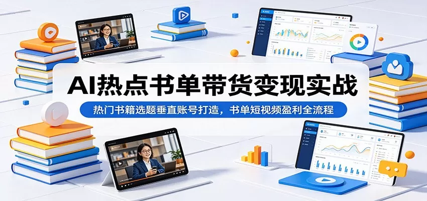 AI热点书单带货变现实战：热门书籍选题垂直账号打造，书单短视频盈利全流程网创资源-中创网-冒泡网-福缘网长青创习社