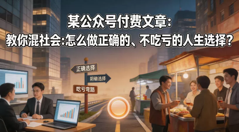 某公众号付费文章：教你混社会：怎么做正确的、不吃亏的人生选择？网创资源-中创网-冒泡网-福缘网长青创习社