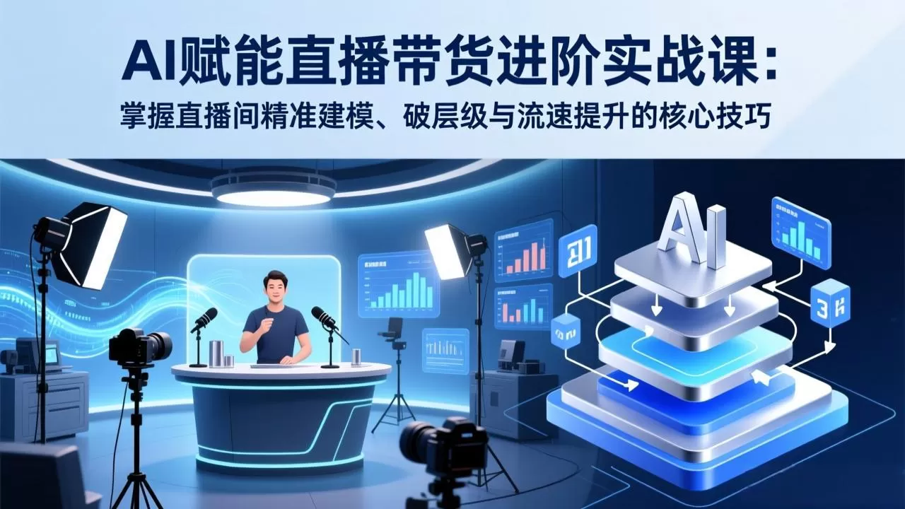 AI赋能直播带货进阶实战课:掌握直播间精准建模、破层级与流速提升的核心技巧网创资源-中创网-冒泡网-福缘网长青创习社