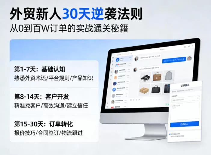 外贸新人30天逆袭法则，教你从0到百W订单的实战通关秘籍网创资源-中创网-冒泡网-福缘网长青创习社