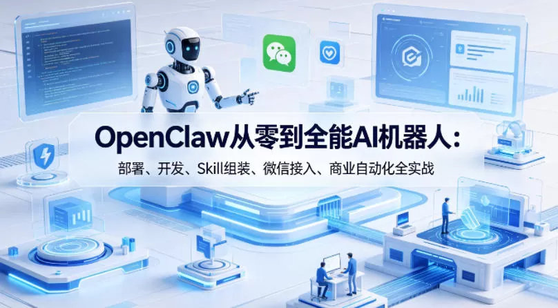 OpenClaw从零到全能AI机器人：部署、开发、Skill组装、微信接入、商业自动化全实战网创资源-中创网-冒泡网-福缘网长青创习社