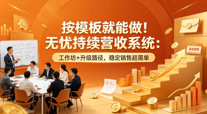 按模板就能做！无忧持续营收系统：工作坊+升级路径，稳定销售超简单【原创双语字幕】网创资源-中创网-冒泡网-福缘网长青创习社